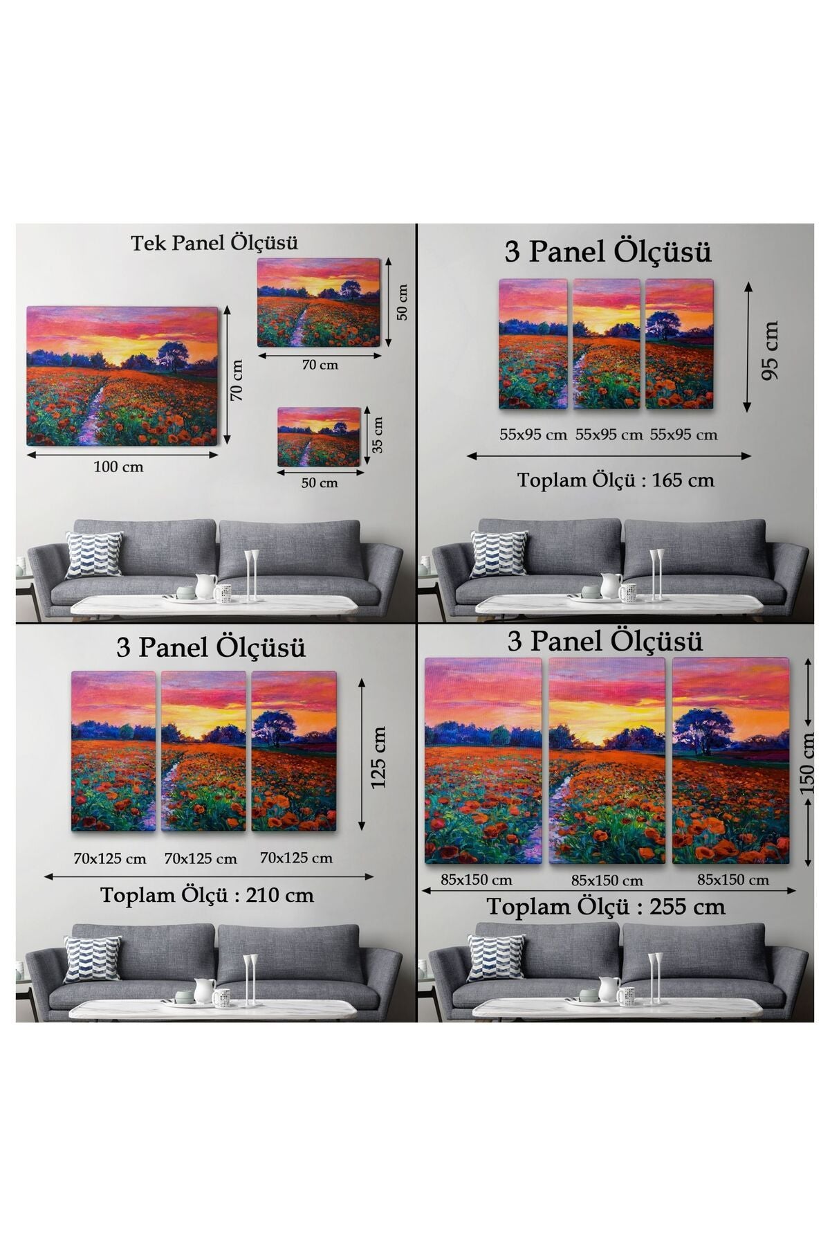 Kanvas, Duvar Tablosu, Dekoratif, Haşhaş Tarlası, Yağlı Boya 1211 EGKNV