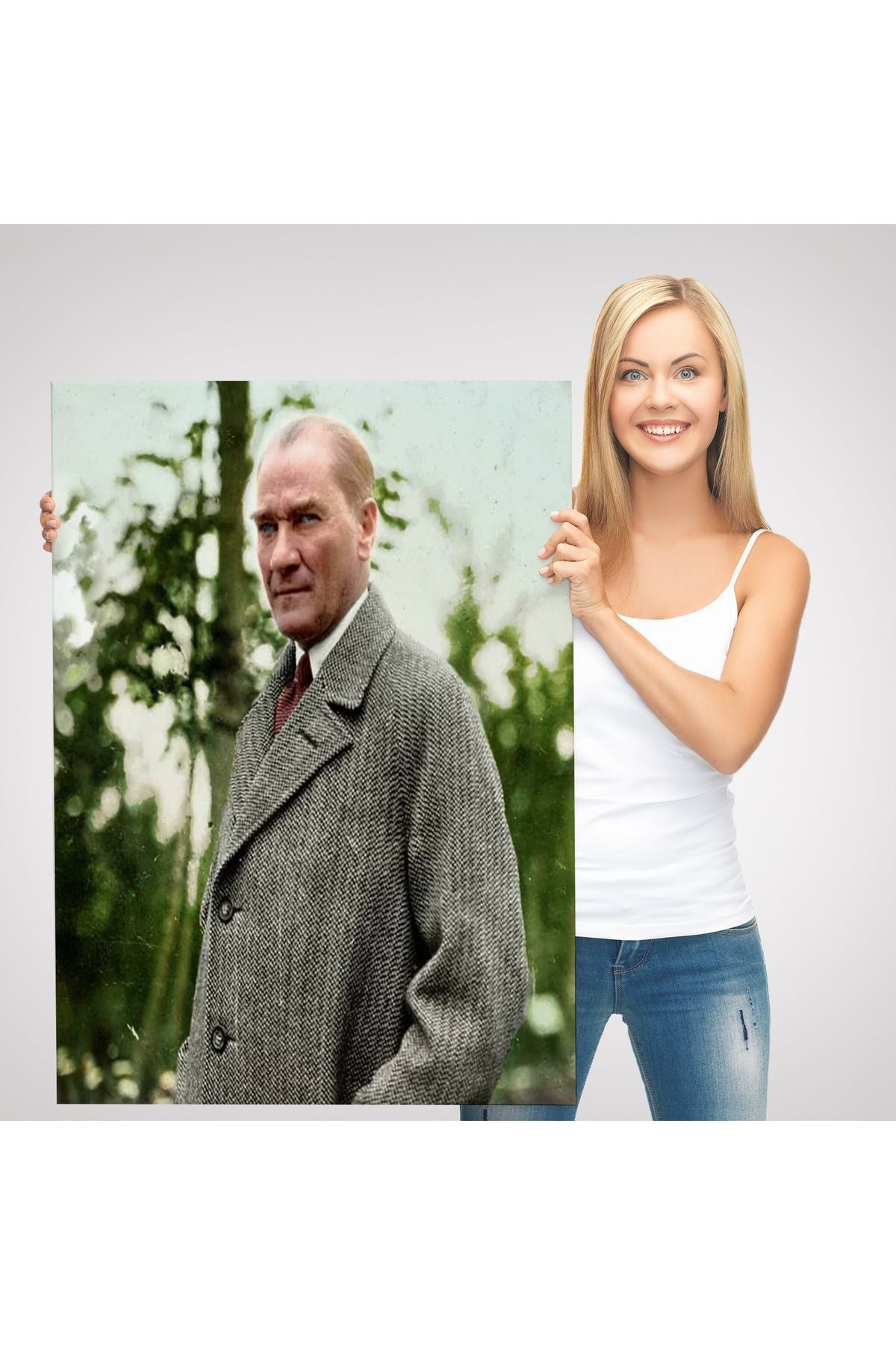 Mustafa Kemal Atatürk Paltolu Fotoğrafı Duvar Tablosu-6199