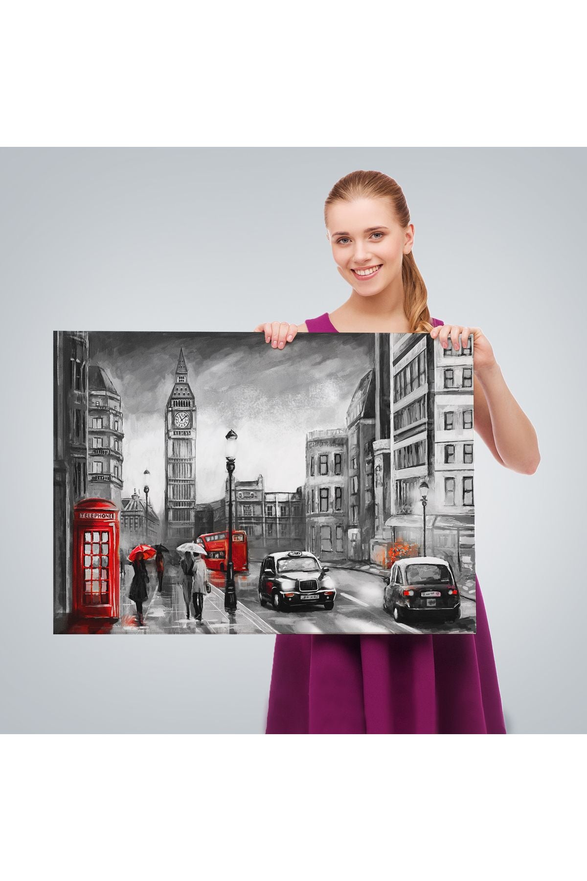 Ingiltere Londra Yağlıboya Görünüm Dekoratif Tablo-3543