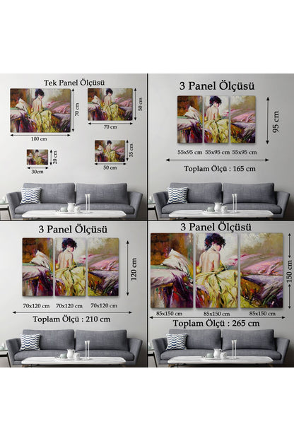 Yalnız Kadın Pastelboya Görünüm Dekoratif Kanvas Duvar Tablosu-3766