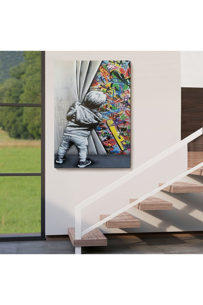 Dekoratif Kanvas Tablo-Sokak Sanatı PopArt Banksy Tarz Duvar Tablosu 6168