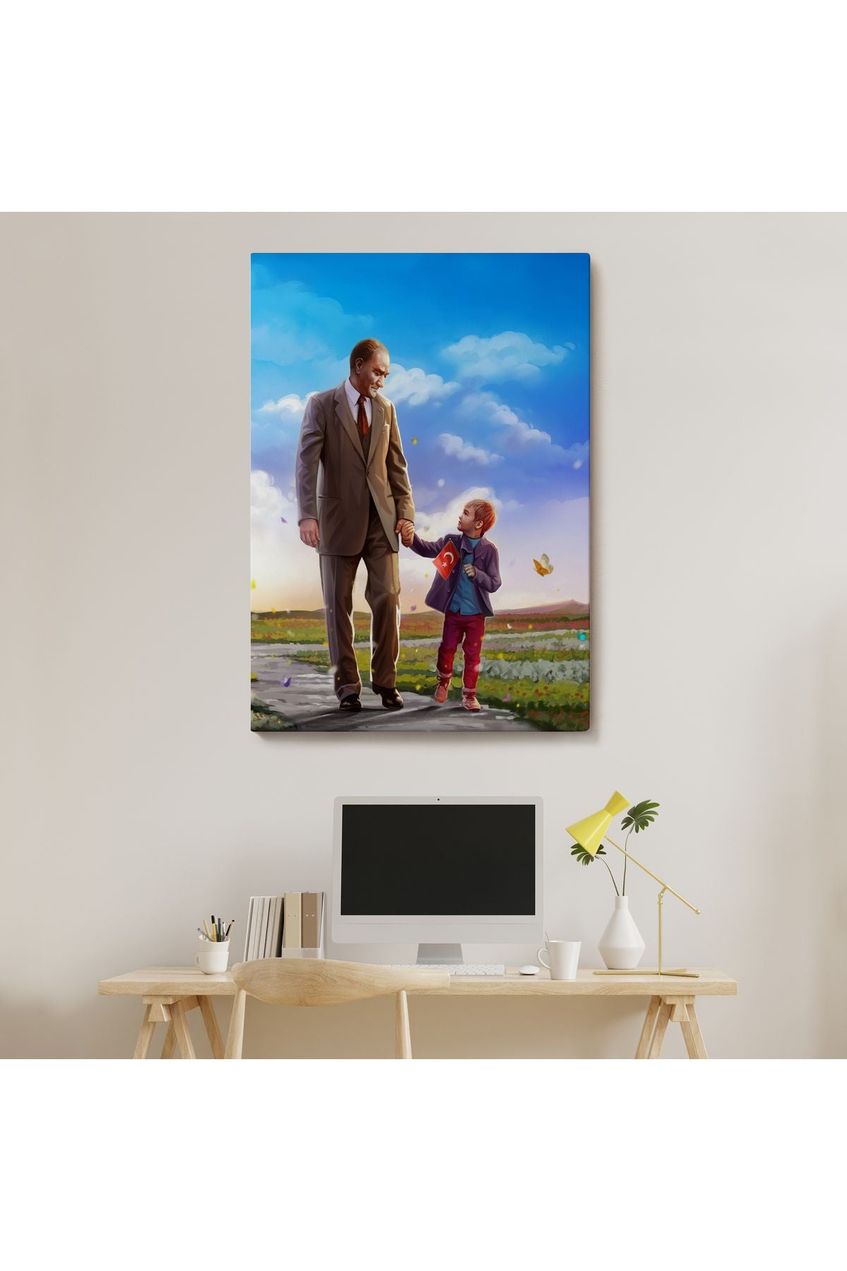 Atatürk ve Çocuk El ele Kanvas Tablo-GA-150