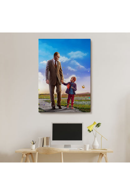 Atatürk ve Çocuk El ele Kanvas Tablo-GA-150