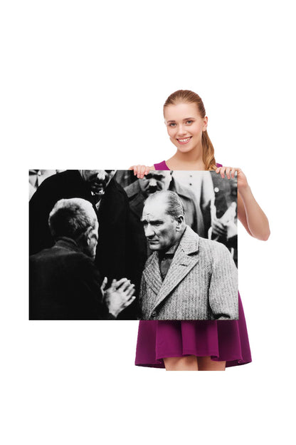 Atatürk Portre Tablosu Mustafa Kemal Atatürk Dikdörtgen Dekoratif Kanvas Tablo-fv-147