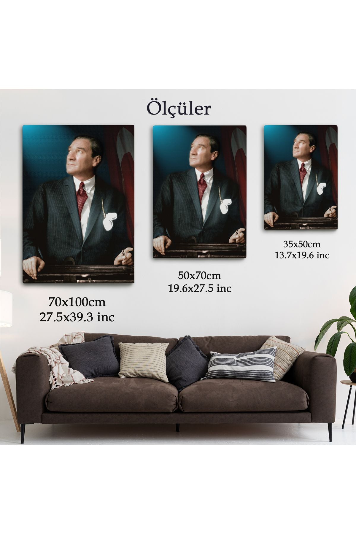 Atatürk Portre Tablosu Mustafa Kemal Atatürk Dikdörtgen Dekoratif Kanvas Tablo-CO-64