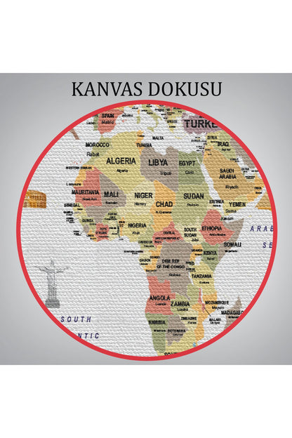 Dünya Haritası Ülke Bayraklı ve Başkentli Kanvas Tablo 1935