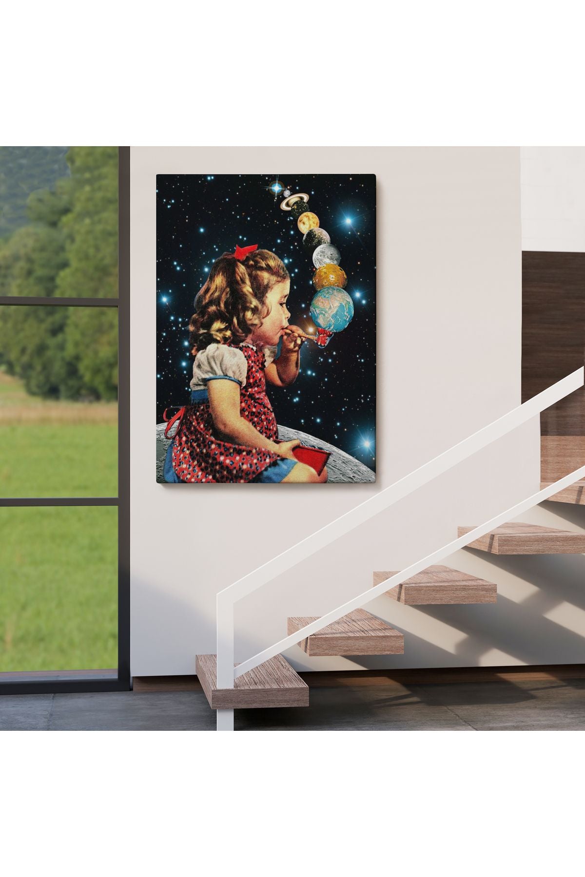 Galaksiler İle Oynayan Kız Çocuğu Tablosu-6042