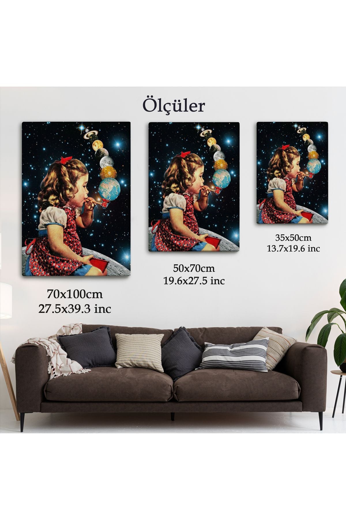 Galaksiler İle Oynayan Kız Çocuğu Tablosu-6042