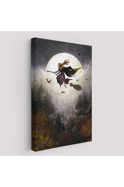 Süpürge ile Uçan Cadı, Cadılar Bayramı Helloven Duvar Tablosu -6159