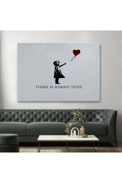 Banksy Kırmızı Balonlu Kızın'ın Her Zaman Umut Vardır Yazılı Tablosu-5012