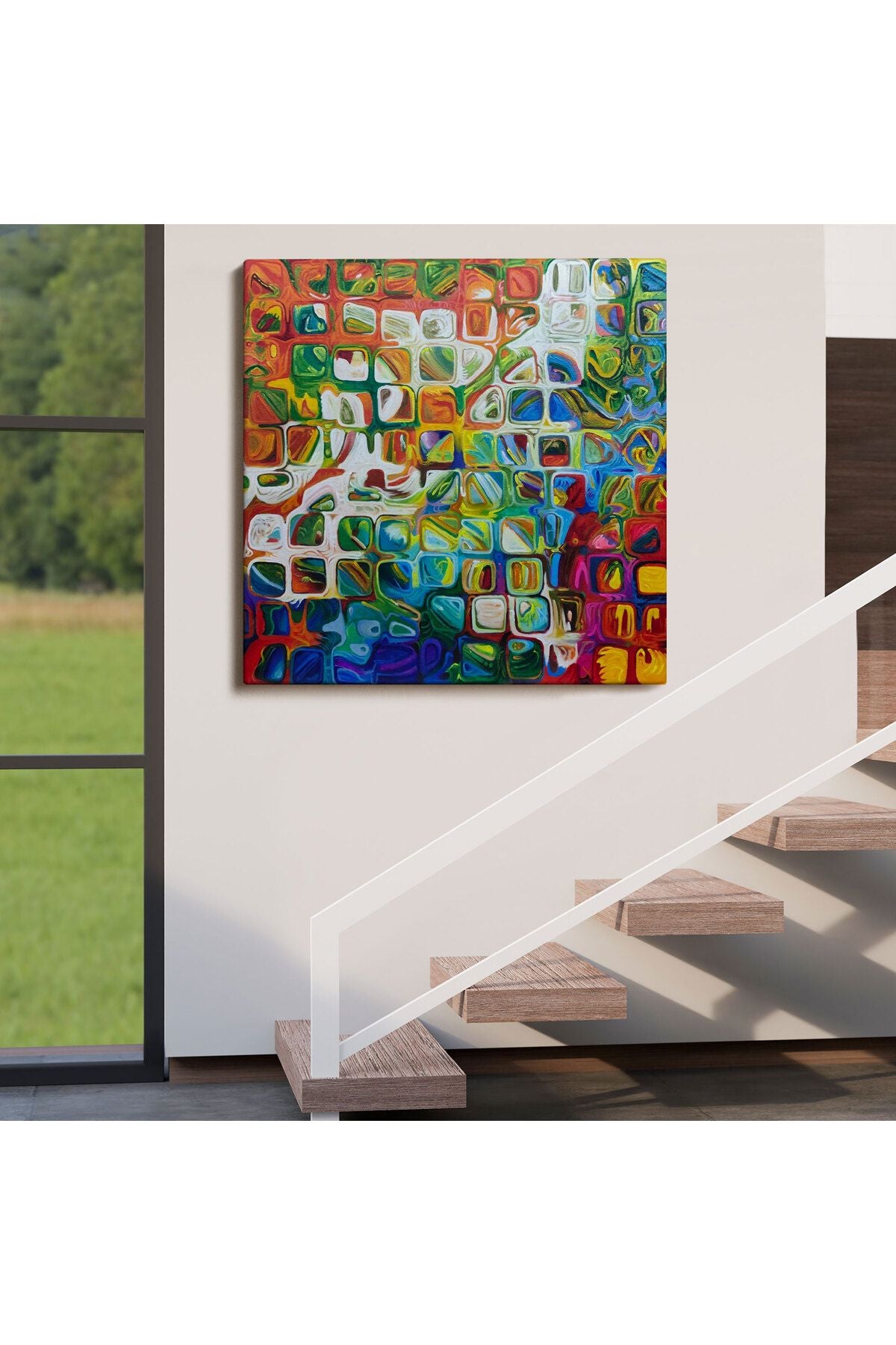 Renkli Buz Cam Kanvas Tablo-5897