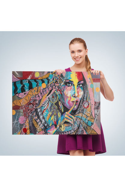 Koruyucu Kız Portresi Yağlıboya Görünüm Dekoratif Kanvas Duvar Tablosu-3469