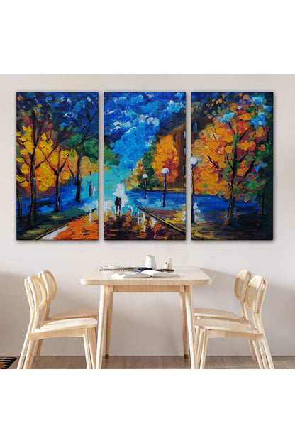 Ormanda Gece Yürüyüsü Dekoratif Kanvas Duvar Tablosu-3429