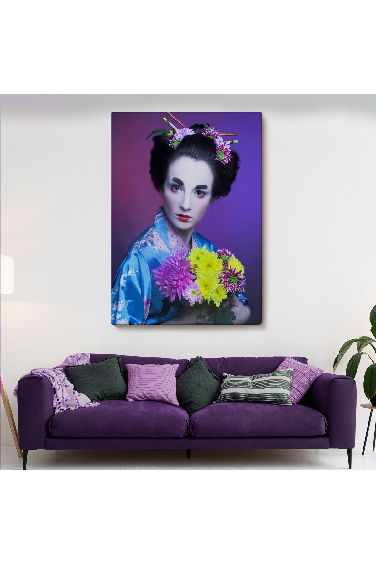 Mavi Kimonolu Geyşa Tablo-5977