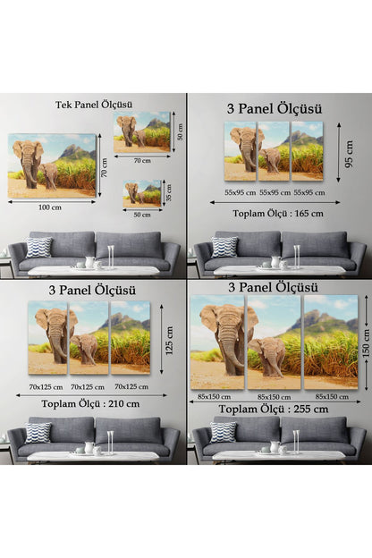 Fil ve Yavrusu Dekoratif Kanvas Tablo 1144