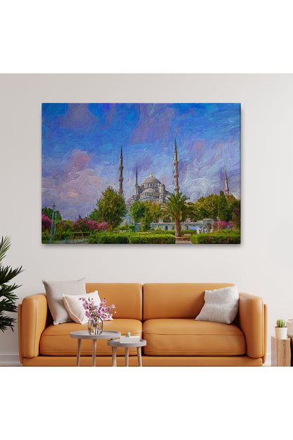 Sultan Ahmet Camii Yağlıboya Görünüm Kanvas Duvar Tablosu-3692