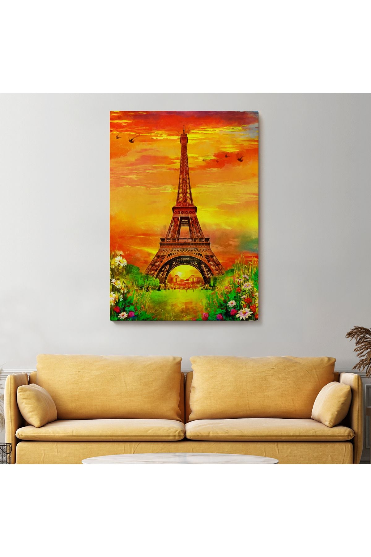 Eyfel Kulesi Yağlıboya Görünüm Dekoratif Kanvas Duvar Tablosu-5948