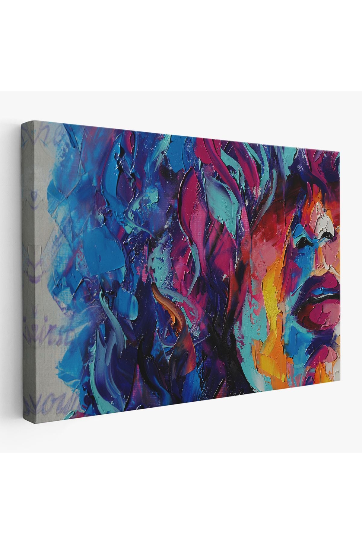 Güzel Kızın Soyut Resmi Yağlıboya Görünüm Dekoratif Kanvas Duvar Tablosu-3755