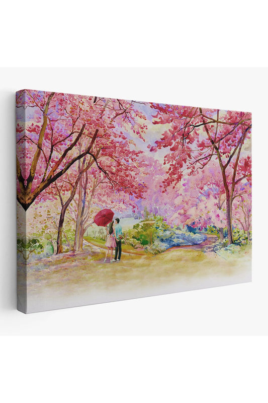 Sakura Ağacının Altındaki Sevgililer Kanvas Tablo-5082
