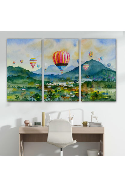 Kapadokya Hava Balonları Yağlıboya Görünüm Dekoratif Kanvas Duvar Tablosu-3747