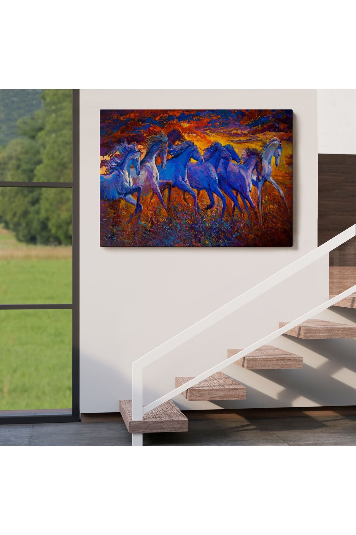 YB Koşan Atlar Dekoratif Kanvas Duvar Tablosu-3725