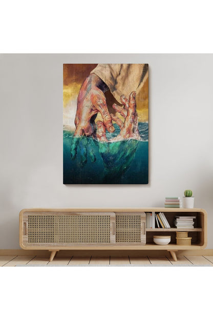 İsa'nın Yardımı Hrıstiyan Hediyesi Dekoratif Duvar Tablosu-6116