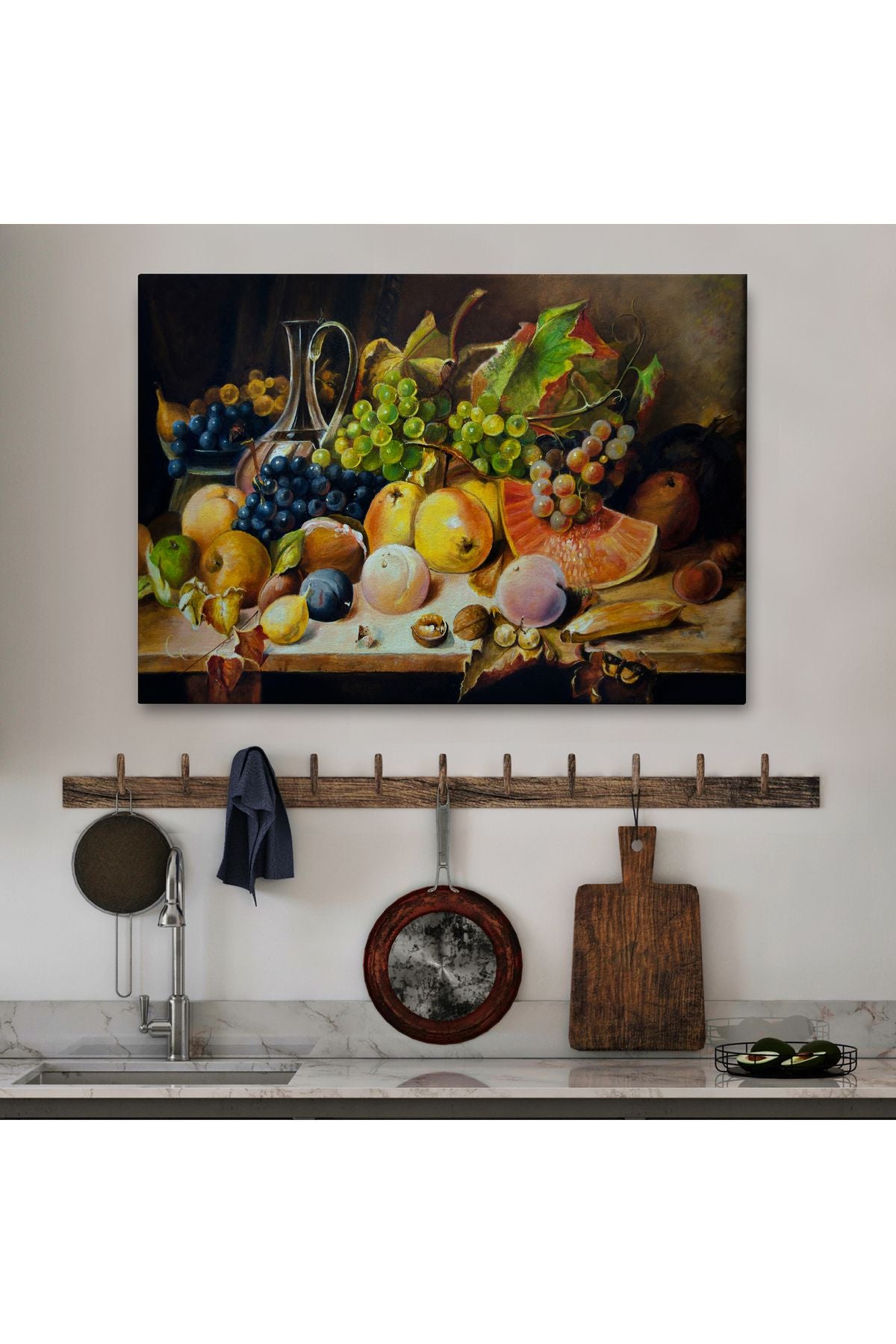 Masa Üstündaki Meyveler Yağlı Boya Görünümlü Tablo-1221