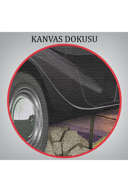 Duvardan Fırlayan Klasik Araba Dekoratif Kanvas Duvar Tablosu-3631