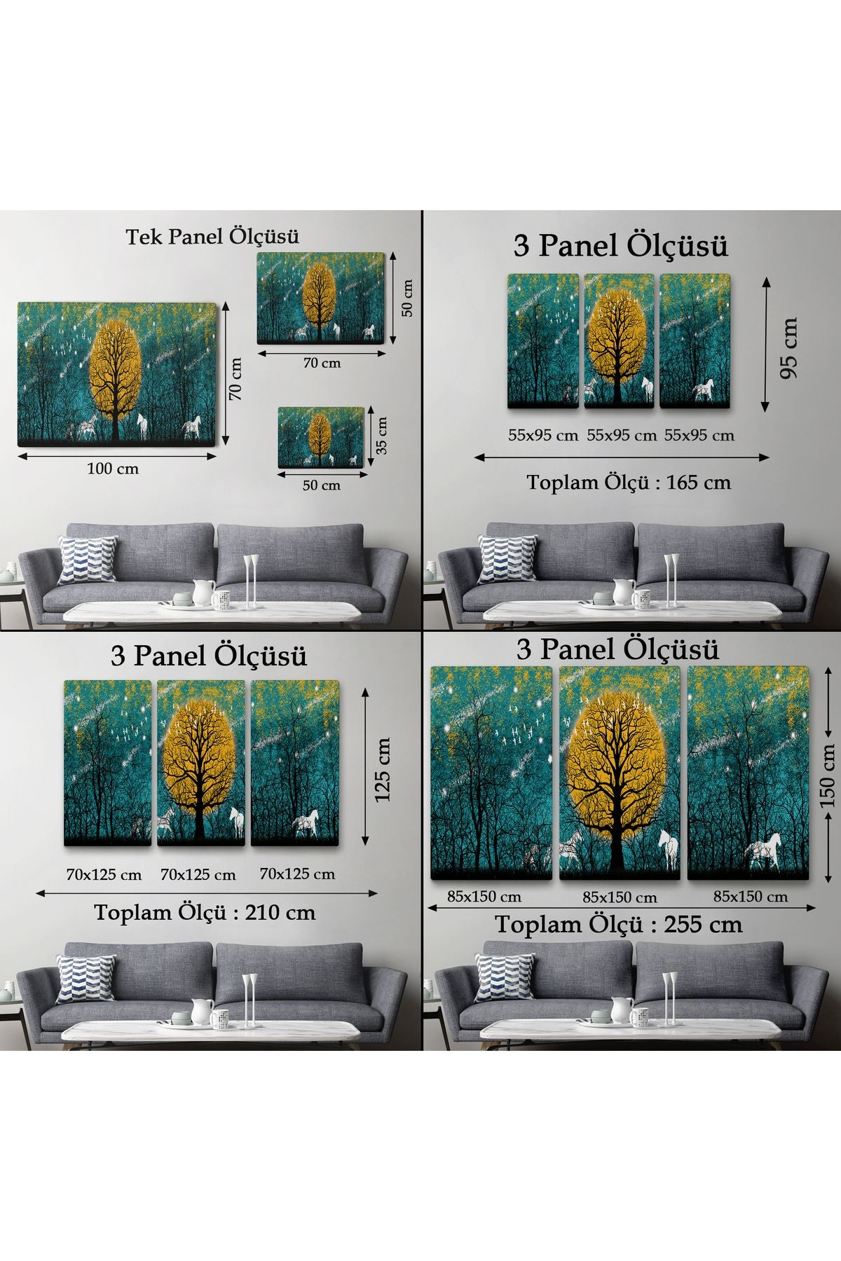 Geceyarısı Ormanda Gezen Atlar Kanvas Tablosu-5041