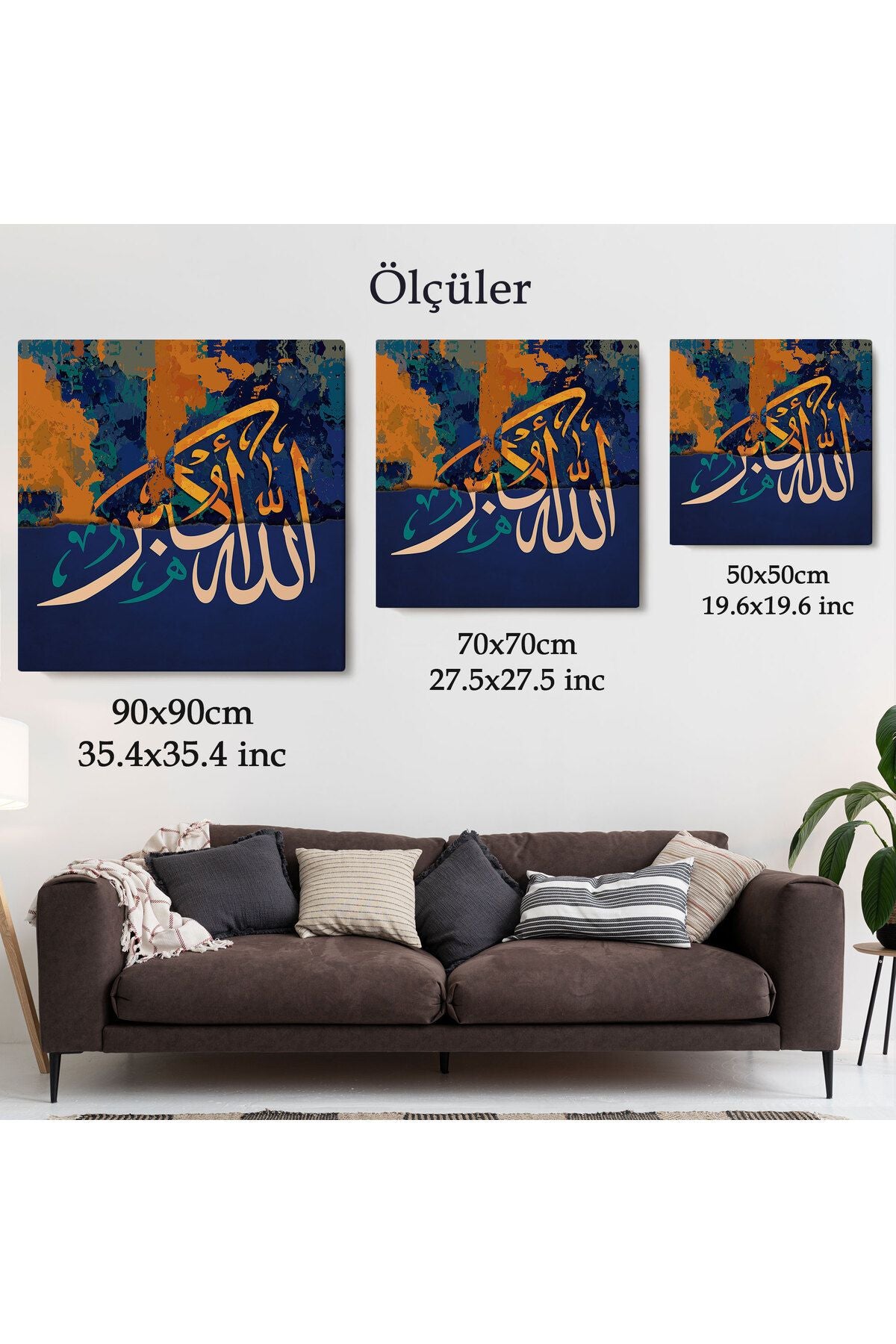 Özel Tasarım, Dekortif BaskıAllah En Büyüktür Yazılı Dekoratif Kanvas Tablo -3329