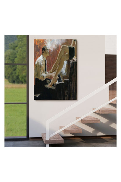 Kanvas Tablo, Duvar Dekoru, Piyano Virtüözü Adam Ve Kadın 6191 BUNGKNV