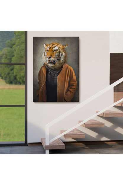 Kaplan Adam Dekoratif Kanvas Duvar Tablosu-5938