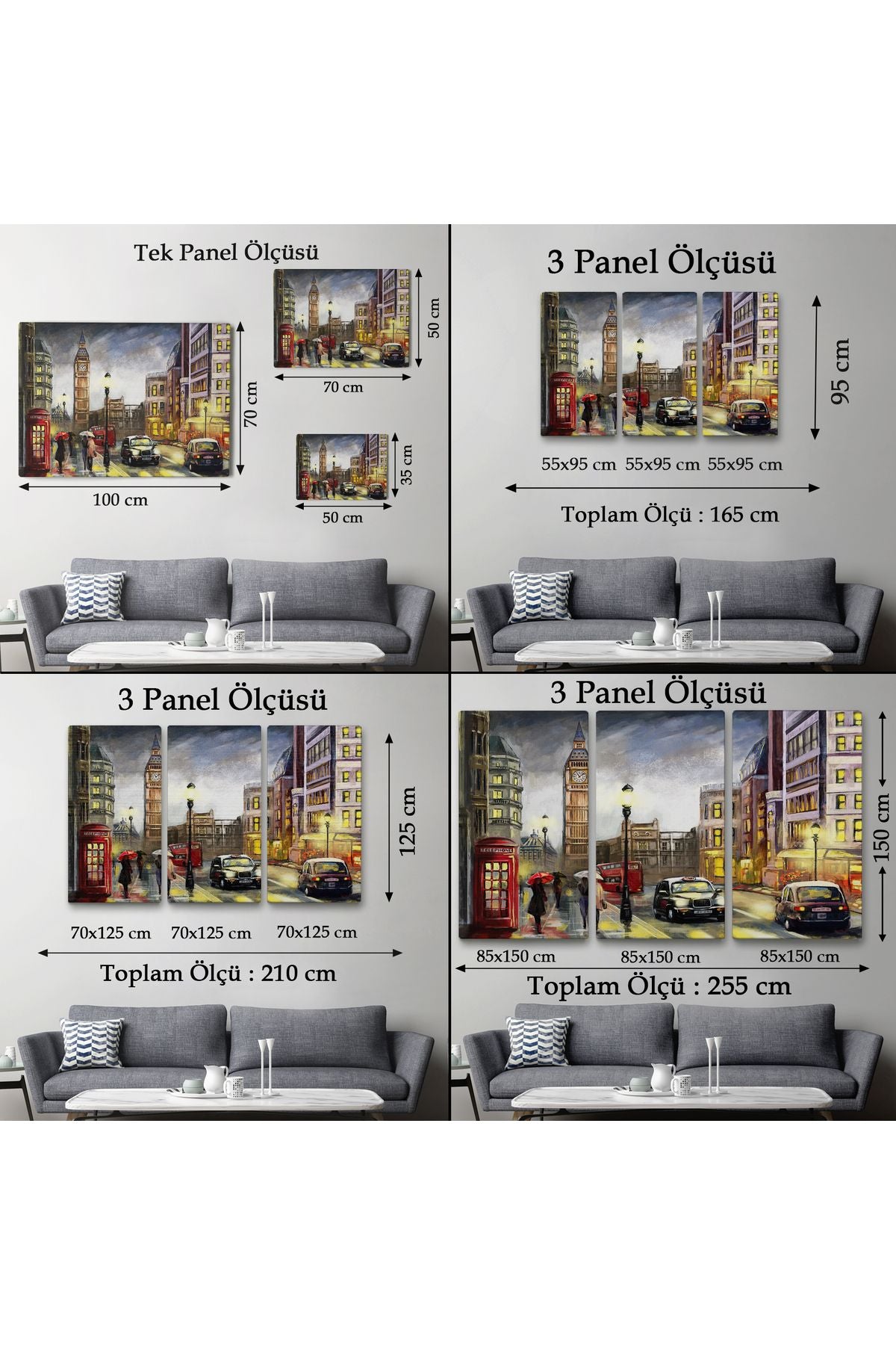 Ingiltere Londra Da Gece Yağlıboya Görünüm Dekoratif Tablo-3542