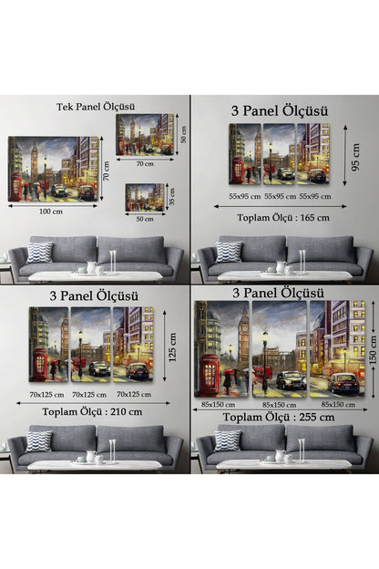 Ingiltere Londra Da Gece Yağlıboya Görünüm Dekoratif Tablo-3542