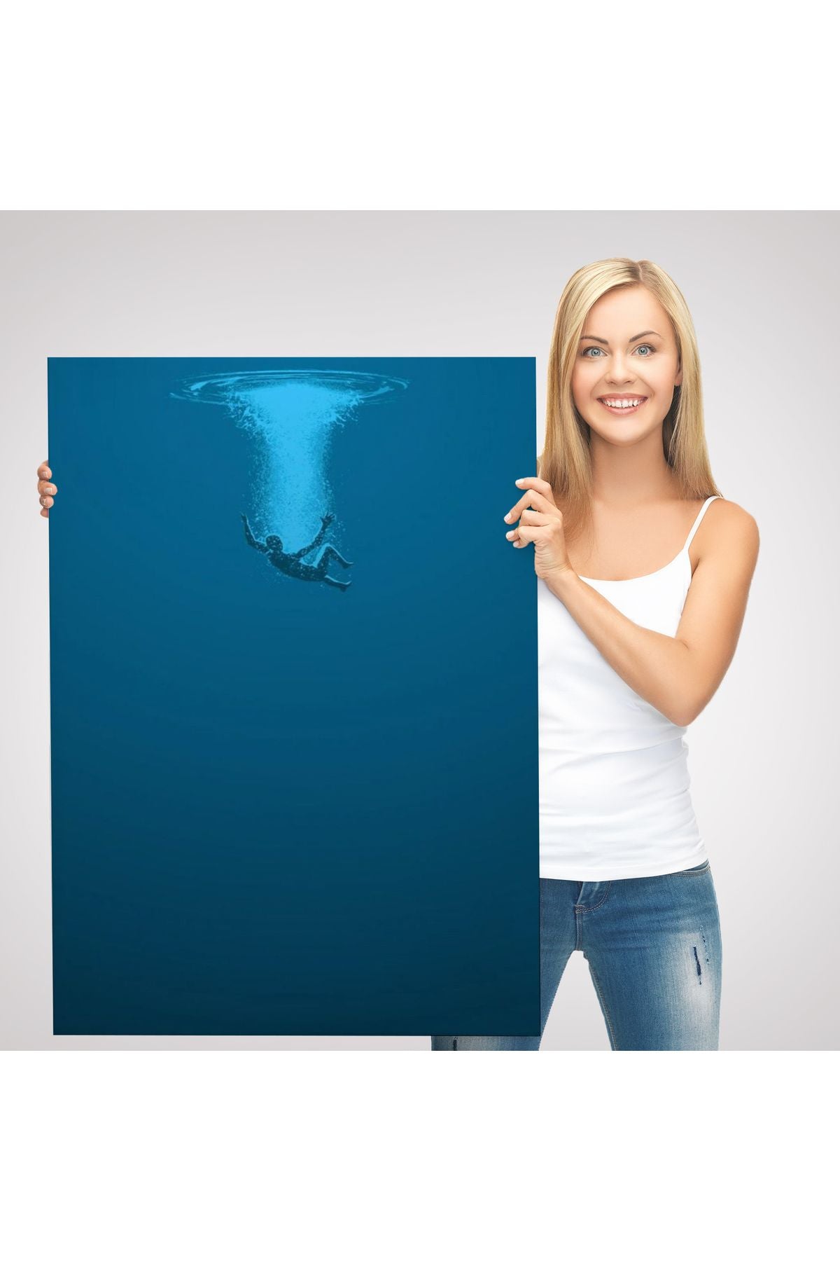 Denize Düşen Çocuk Kanvas Tablo, "Herkes yüzerken boğulmak gibidir."-5208