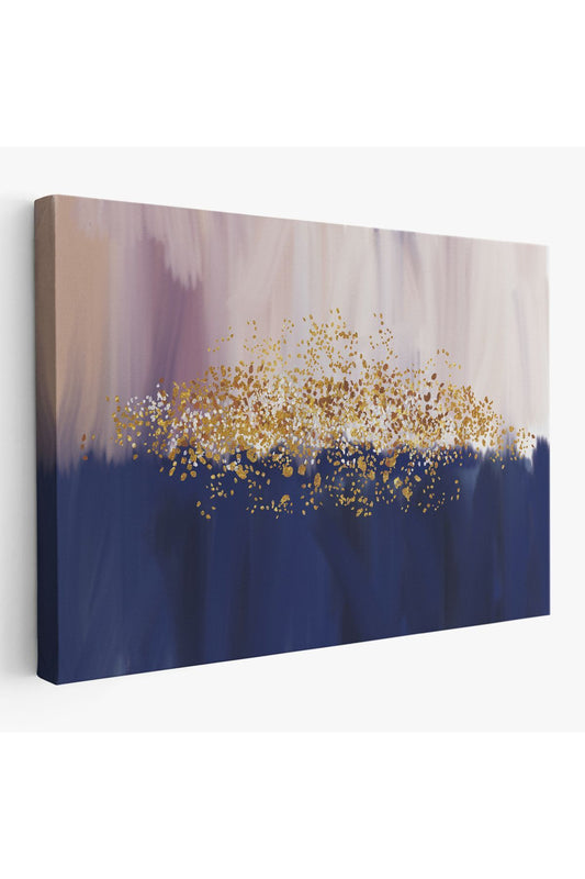 Mavi ve Gold'un Uyumu Modern Kanvas Tablo-5045