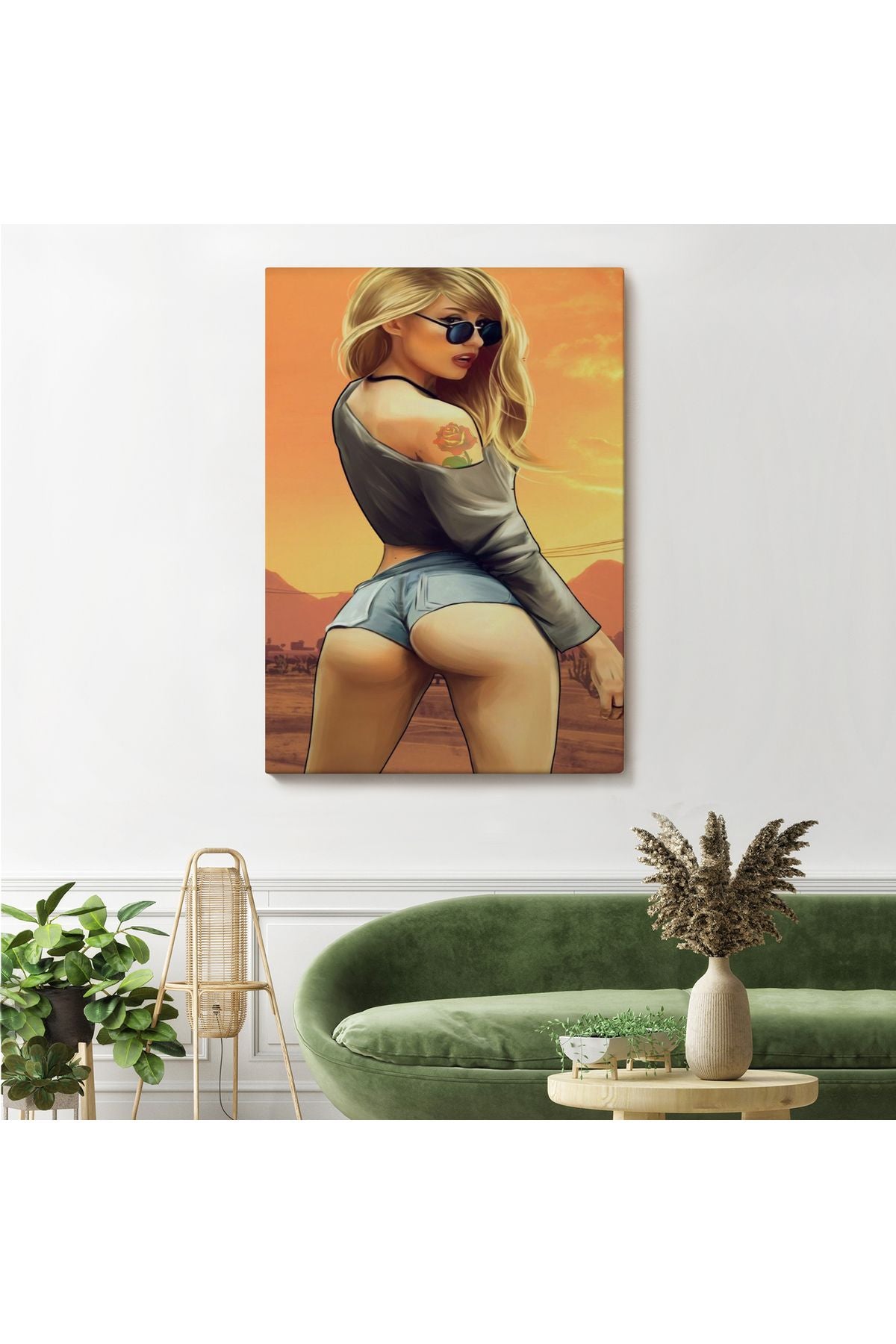 Sarışın Sexi Kadın Duvar Tablosu-6306