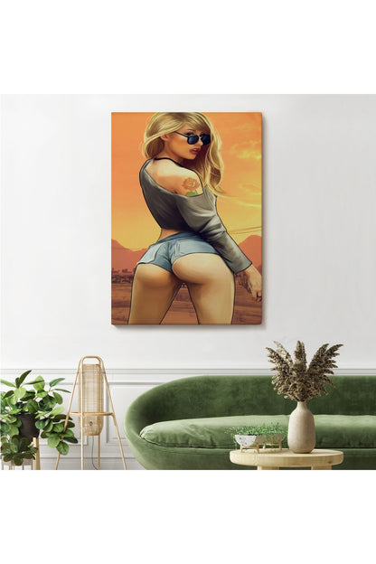 Sarışın Sexi Kadın Duvar Tablosu-6306