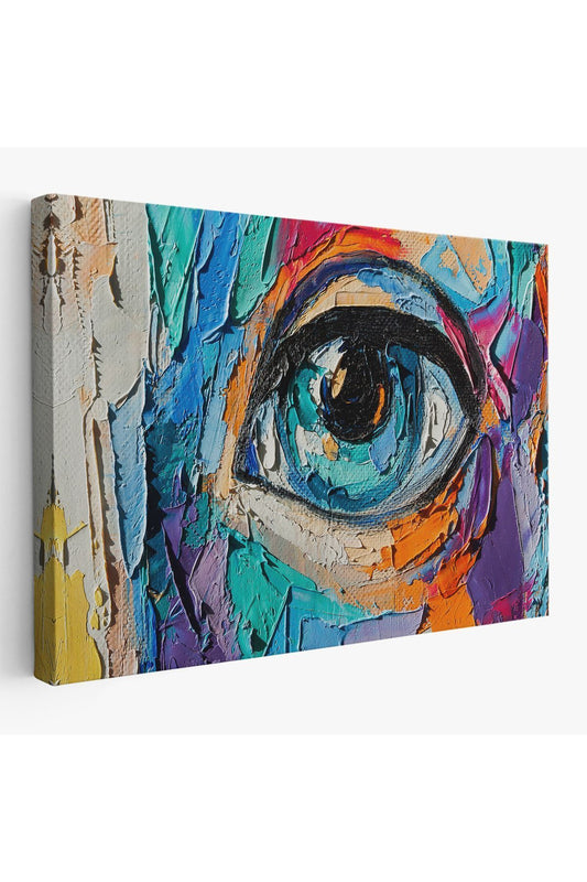 Kanvas Tablo, Duvar Dekoru, Yağlıboya Görünüm Renkli Kadın Gözü 3731 BUNGKNV