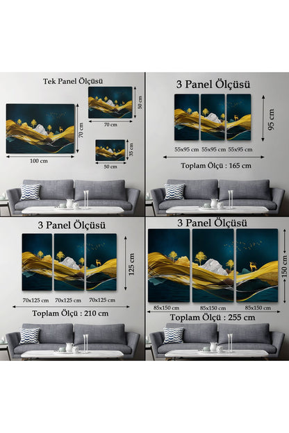 Altın Renkli Dağların Dekoratif Duvar Tablosu-3523