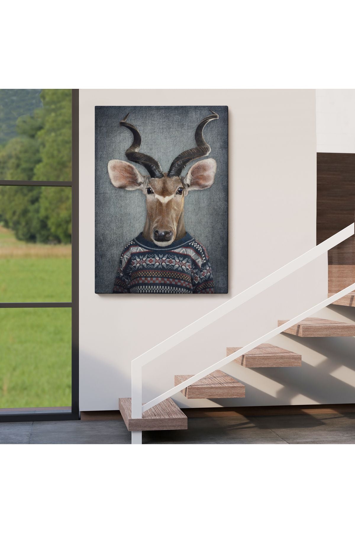 YB HG Antilop Kafalı İnsan Kanvas Tablo-4996