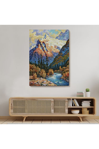 Soçhi Nehri Rusya Yağlıboya Görünüm Dekoratif Kanvas Duvar Tablosu-5935