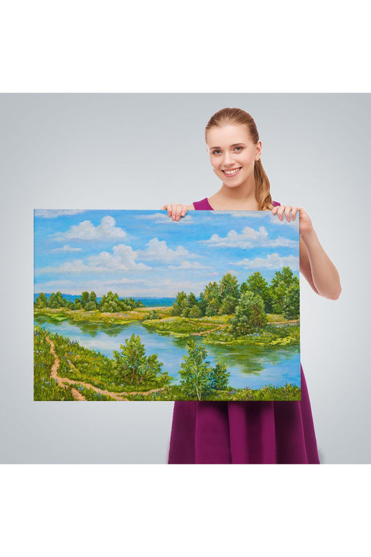 Rusya Nehri Yağlıboya Görünüm Dekoratif Kanvas Duvar Tablosu-3619