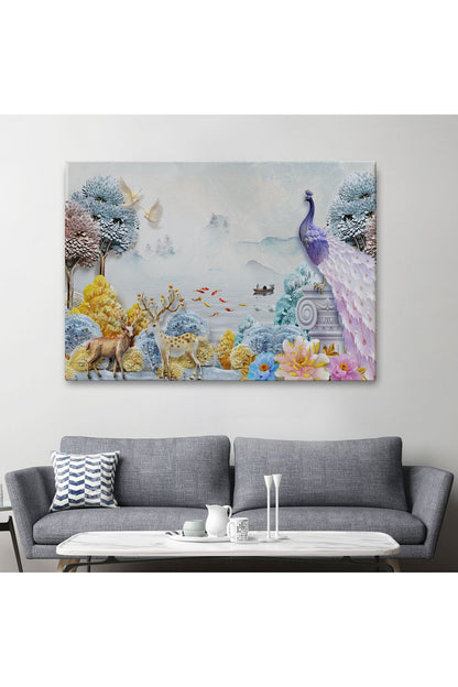 Ormandaki Hayvanlar Dekoratif Kanvas Duvar Tablosu-3714