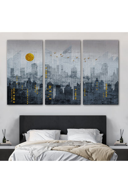 Modern Şehir Manzarasının Silueti Kanvas Tablo-5038