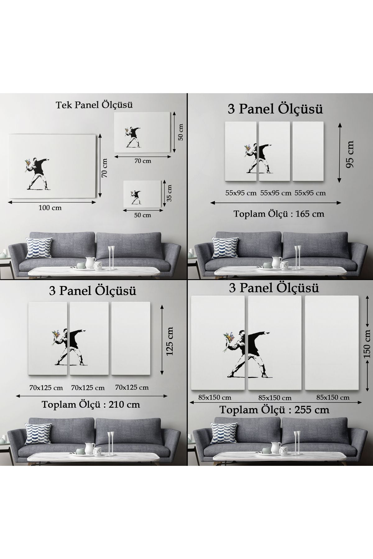 DB  Bansky'nin Çiçek Atan Adam Eseri Kanvas Tablo-5111