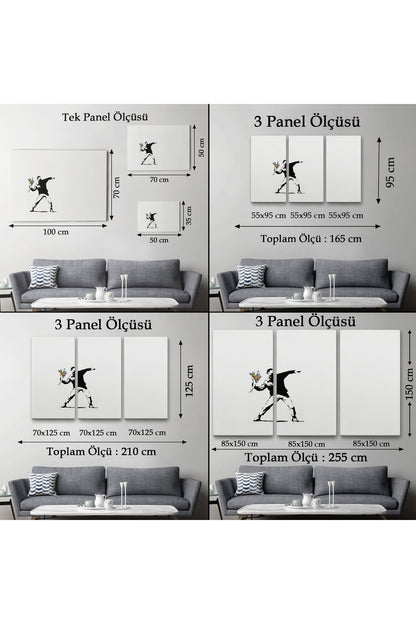 DB  Bansky'nin Çiçek Atan Adam Eseri Kanvas Tablo-5111