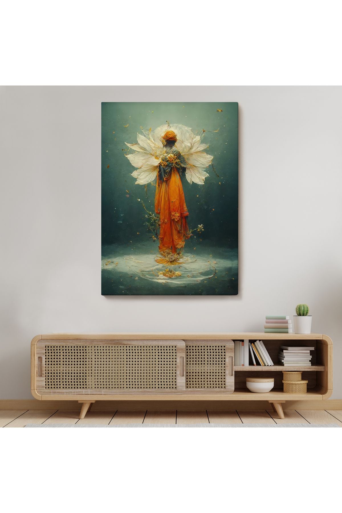 Turuncu Kıyafetli Sürreal Kadın Tablosu-6378