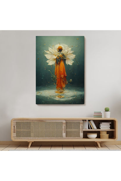 Turuncu Kıyafetli Sürreal Kadın Tablosu-6378