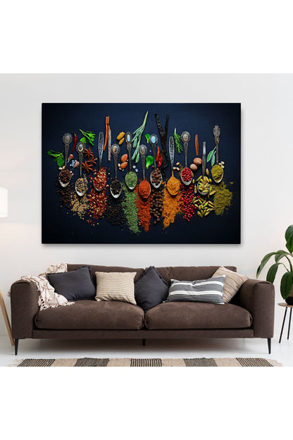 YB Mutfak Masasındaki Baharatlar Dekoratif Kanvas Tablo-3715